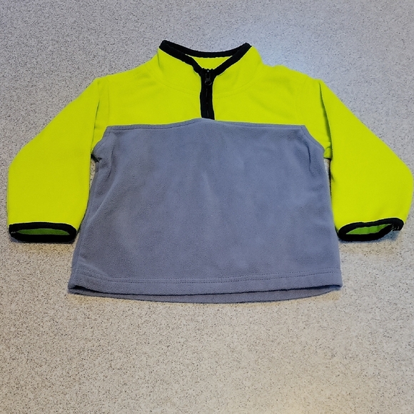 OshKosh B'gosh Neon Yellow and Gray Fleece Sweater Size 18 Months - Picture 1 of 6